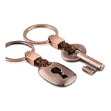 Bekecidi 2 Pièces Porte Clés Couple, Porte Clés Amoureux en Métal Rouge Cuivre Design Élégant pour Cadeau d'Amour Anniversaire et Toutes Occasions Spéciales