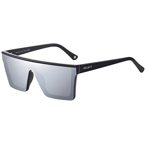 H HELMUT JUST Gafas de Sol para Hombre Mujer Cuadrado Grandes Una Pieza Nylon Lente Montura de TR90 Patilla de Acetato HJ1008 Cover