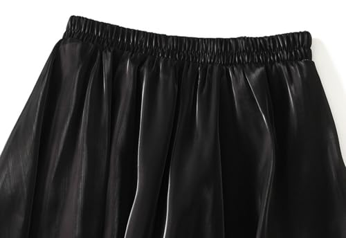 Womens Satin Lantern Skirt Elastic High Waist Skirts Light Luxury Design Midi Skirt for Casual Formal Occasions 20253