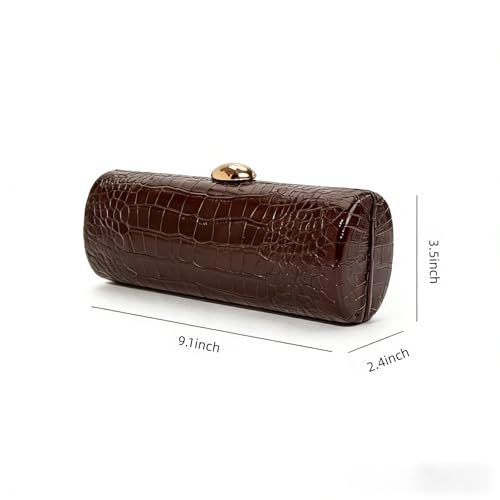 Image of Women Vegan Leather Evening Handbag Crocodile Pattern Handle Clutch Purse Cross Body Envelope Bag