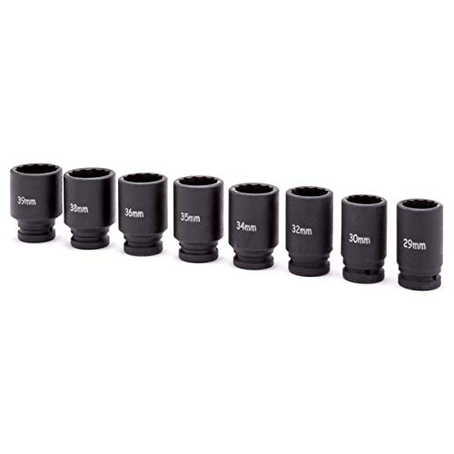 Eastwood FAIRMOUNT Tools 8 Piece 40CR Axle Nut Socket Set for Breaker Bar Ratchet Torque or Impact Wrench