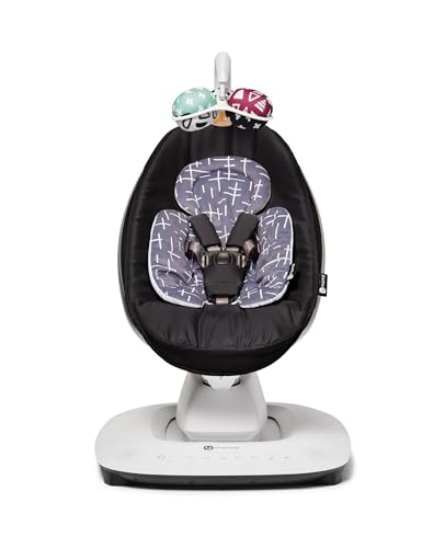Image of 4moms MamaRoo Multi-Motion Baby Swing in Classic Black with Plush Infant Insert, Dark Grey