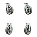Thermoplastic Rubber Flat Tread Swivel Caster w/Main. Free Bearings Set of 4 w/8" x 2" Gray Wheels - Includes 2 Swivel with Bolt on Swivel Locks &2 Rigid-2400 lbs Total Capacity - Service Caster Brand