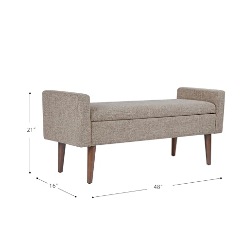 Image of HomePop Fulton 48 inch Storage Bench - Midtone Gray Fabric
