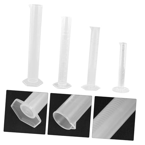 Cilindros graduados de plástico transparente con base hexagonal de 10ml a 250ml resistentes 4