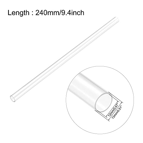Image of uxcell 2pcs Rigid Round Clear Tubing 12mmx13mmx240mm Plastic Storage Transparent Tube with Lids