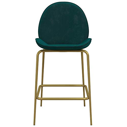 Cosmoliving By Cosmopolitan Astor Upholstered Counter Stool Green Velvet With Brass Metal Leg #TOP2