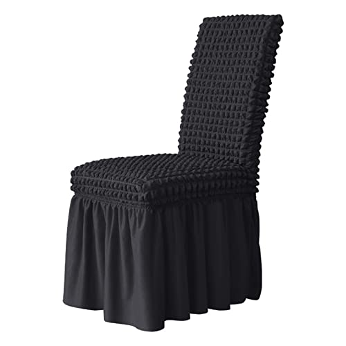 Housse de chaise Parson extensible noire pour rénover des assises usées facilement