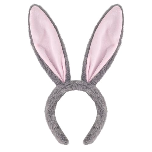 ASREJUR Grey Bunny Ears Made of Soft and Light Material Cute Rabbit Ears Headband with Inner Wire to Shape Easily Flopsy Bunny Costume for Dress Up Cosplay and Performance for Kids and Adult
