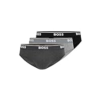 BOSS Hugo Men's Brief 3p Co/El 10146061 01, Charcoal/Black/Dark Grey, Large