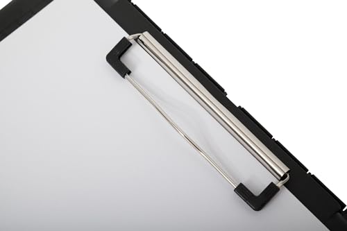 MAUL Klemmbrett A4 | Dokumentenmappe A4 mit Aufbewahrungsbox für Kugelschreiber, Taschenrechner und Notizblock | Öffnung nach oben | Passend für Rucksack und Aktentasche | Breit | Schwarz