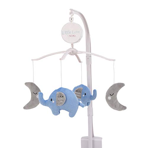 Nojo Shine On My Love - Boy Elephants & Moons Light Blue & Grey Musical Mobile, Navy, Light Blue, White #TOP12