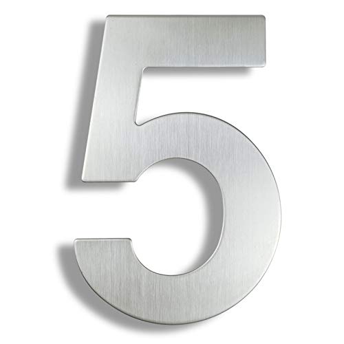 Numéro de porte et plaque d'adresse 15cm argent pour entrée de maison