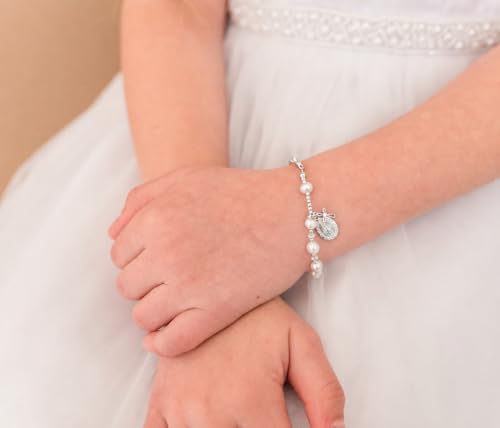 Image of Cherished Moments Girls .925 Sterling Silver and 14K Gold-Plated Cultured or Simulated Pearl Bracelets for First Communion Gifts with Poem and Gift Box