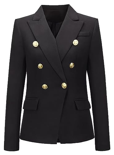 Women's Blazer Suit Solid Double Breasted Suit Jacket for Women Office Lady Casual Long Sleeve Blazer Suits2