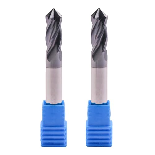 Image of 4 Flute 90 Solid Carbide Drill Mill Set(2Pcs, 5 /16 inch), AlTiN Coated | 90 Included Angle, 5 /16 inch Cutting Dia, 5 /16 inch Shank, 13 /16 inch LOC, 2-1 /2 inch OAL For Milling Alloy Steel, Carbon Steel, Cast Iron