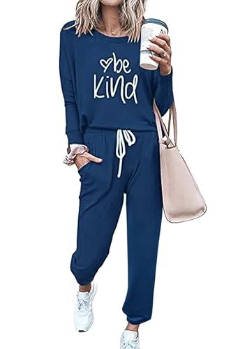 Image of PRETTYGARDEN Women's Two Piece Outfit Long Sleeve Crewneck Pullover Tops And Long Pants Tracksuit | Long Sleeve Shirts, Jogger Pants Pockets, Matching Track Suits, Fall Spring Comfy Clothes for Casual Outing, Cruise, Airport