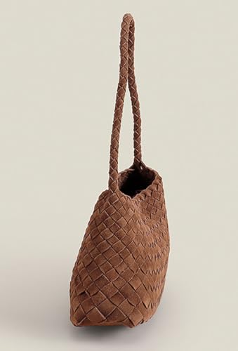 Woven Top Handle Bag Textured Suede Hobo Handbag Market Shoulder Purse for Women Daily Shoulder Bag4
