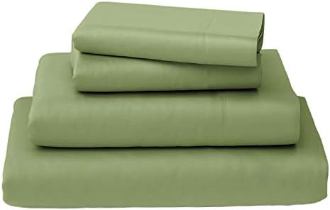 Callista 100% Cotton Sateen Sheet Set 300 Thread Count -Queen Size, Wrinkle-Free, Fade, Stain Resistant, Hypoallergenic -1 Flat Sheet, 1 Fitted Sheet and 2 Pillowcase -4 Piece Set -Sage