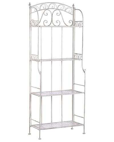 Beliani Vielseitiges Gartenregal mit Verzierungen aus Metall mit 4...