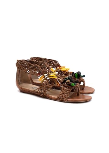 Jimmy Choo Sandalias con Abalorios de Color marrón de Segunda Mano