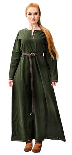 Leonardo Carbone® Damen Kleid Wikinger Unterkleid Helga | Aufwendige Stickereien | Fließende Silhouette | Karneval, Halloween, Cosplay, LARP,...