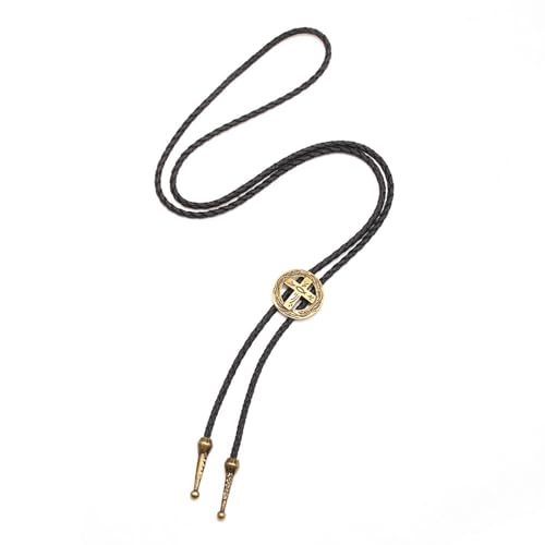 GMBYLBY Corbata bolo para hombre, estilo vaquero occidental, con hebilla de cruz hueca, decoraciones, accesorios de disfraz de Halloween, corbatas vintage para collares estilo, marrón, Talla única