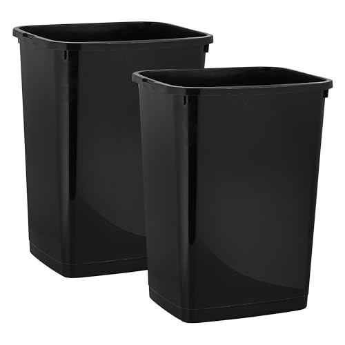 Superio Large Kitchen Trash Can 13 Gallon, 52 Qt Waste Bin for Kitchen, Garage, Indoor and Outdoor Trash Can (2, Black)