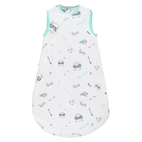 FUNUPUP Baby Sleeping Bag 0.5Tog Newborn Baby Grow Bag Sleep Sack Breathable Muslin Baby Wearable Blanket with 2-way Zipper(6-12 Months,Green) Cover