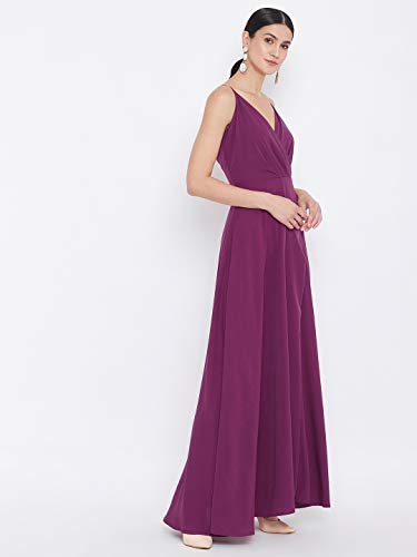 Image of Berrylush Red Solid V Neck Maxi Dress