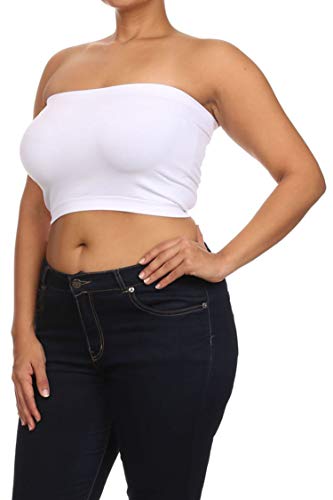 Women's Regular Size Seamless Solid Stretchy Bandeau Tube Top Neon Pink Onesize #TOP4