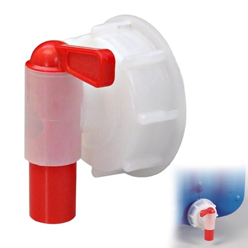 Grifo DIN 61, Tapón Dosificador para Bidón, Grifo Blanco y Rojo, con Rosca DIN 61, para Bidón de 15 – 60 Litros