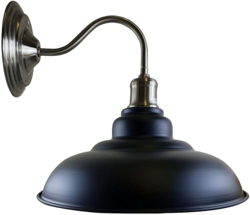 LEDSone Industrial Black Gooseneck Wall Light Vintage Barn-Style