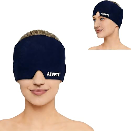 AEVPTE Navy Blue Migraine Relief Cap Hot Cold Therapy Headache Sinus