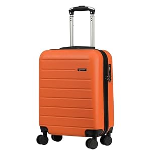 Rocklands® Lightweight 4 Wheel Hard Shell Luggage Suitcase Ryanair Cabin Travel Bag 55x40x20cm - ABS822 (Orange)