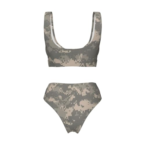 Bikini 2 pièces imprimé camouflage numérique armée pour femme