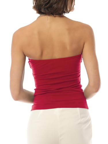 Image of MixMatchy Women's Stretchy Strapless Tube Top Y2K Bandeau Top