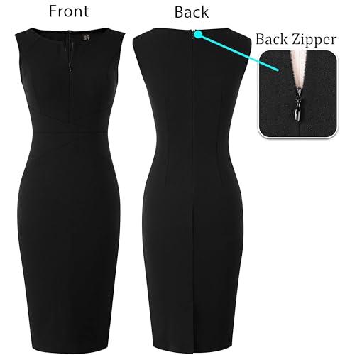 Image of VFSHOW Womens Front Zipper Work Business Office Bodycon Dress Elegant Professional Career Church Party Pencil Sheath Dress