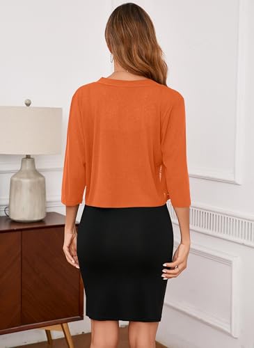 Image of Iandroiy Women's 3 /4 Sleeve Shrugs Lightweight Open Front Cropped Cardigan for Women