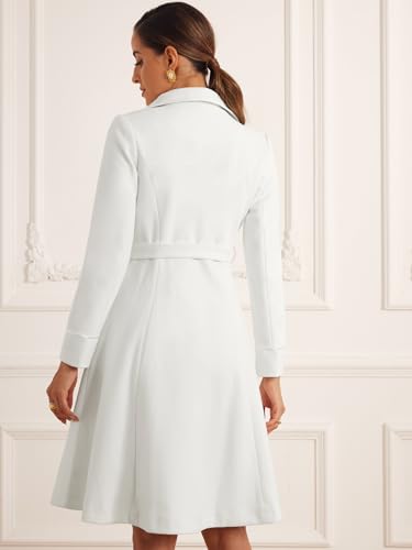 Allegra K Women's 2025 Winter Coat Peter Pan Collar Notch Lapel Single Breasted Flared A-Line Long Peacoat4