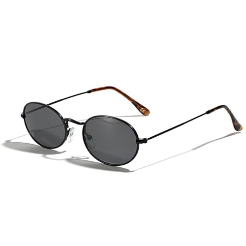 Lunettes de soleil ovales rétro en métal mixtes à verres teintés jaunes et violets UV400