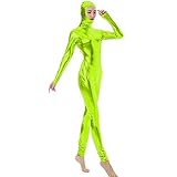 FASHION QUEEN 17 Colors Lady Open Face Masked Zentai Sexy Dancing Hooded Unitard (Light Green,4XL)