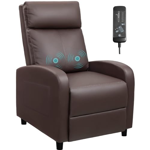 Devoko Massage Recliner Chair Home Theater Seating Pu Leather Modern Living Room Chair Furniture with Padded Cushion Reclining Sofa Chairs (Brown) Devoko Massage Recliner Chair Home Theater Seating Pu Leather Modern Living Room Chair Furniture with Padded Cushion Reclining Sofa Chairs (Brown)