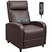 Devoko Recliner Chair Massage Home Theater Seating PU Leather Modern Living Room Chair Padded Cushion Reclining Sofa (Brown)