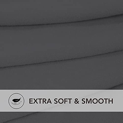 Image of PureFit Stretch Rectangle Ottoman Cover Footstool Cover, Gray | Fleece Large Ottoman Slipcovers Soft Form Fit Rectangle Slipcover for Folding Storage with Nonslip Elastic Bottom