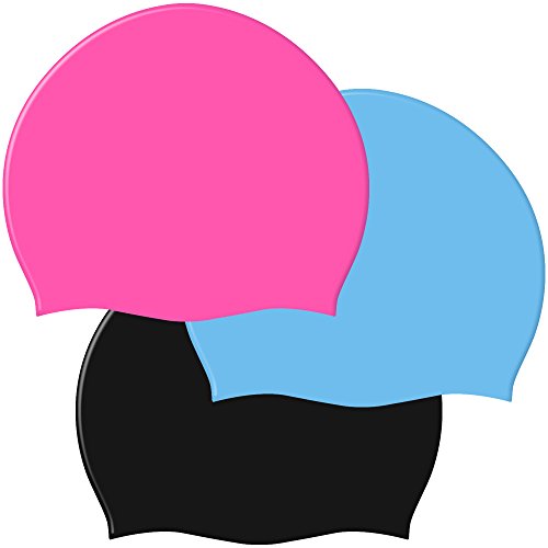 SENHAI - 3 cuffie da nuoto, in silicone, unisex