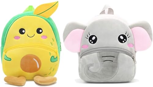 Image of blue tree Cute Boy's and Girl's Plush Bag Medium Quality Full Embroidery Designs Mini Travel Backpack Mango (Mango-Baby Elephant)