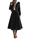 Mywinway Long Wool Coats for Women 2025 Fall Winter Double Breasted Peacoat Jackets Maxi Trendy Trench Coat,Black,L