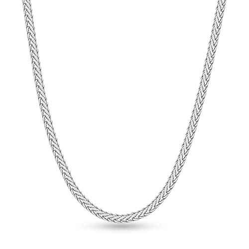 Sterling Silver Clasp Franco Box Chain for Men, 20 Inch Sterling Silver Clasp Mens Chain Necklace Curb Chains for Men 2mm Mens Silver Chain Necklace Mens Jewelry Franco Box Chains for Mens Gifts
