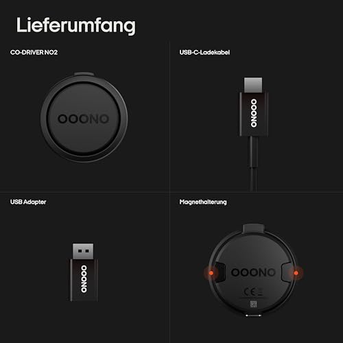 OOONO Co-Driver NO2 [NEUES Modell 2025] - Optimierter Co-Driver fürs Auto - Warnt vor Tempo-Kontrollen und Gefahrenstellen - Wiederaufladbar - LED-Anzeige - CarPlay & Android Auto kompatibel